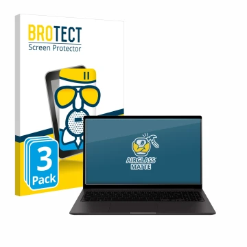 Vorderseite einer Produktverpackung mit dem Markenlogo BROTECT. Daneben ist das Gerät Samsung Galaxy Book2 15.6