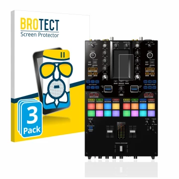Vorderseite einer Produktverpackung mit dem Markenlogo BROTECT. Daneben ist das Gerät Pioneer DJM-S11 mit dem zugehörigen Disp