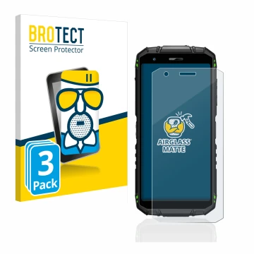 Vorderseite einer Produktverpackung mit dem Markenlogo BROTECT. Daneben ist das Gerät Doogee S41 Pro mit dem zugehörigen Displ