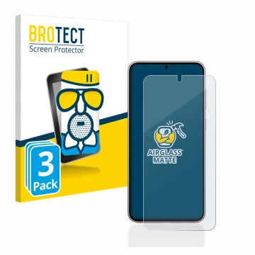 Vorderseite einer Produktverpackung mit dem Markenlogo BROTECT. Daneben ist das Gerät Samsung Galaxy S23 Enterprise Edition mi