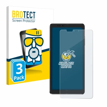 Vorderseite einer Produktverpackung mit dem Markenlogo BROTECT. Daneben ist das Gerät Hisense A9 mit dem zugehörigen Displaysc