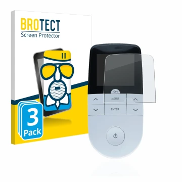 Vorderseite einer Produktverpackung mit dem Markenlogo BROTECT. Daneben ist das Gerät Beurer EM 49 Digital TENS/EMS mit dem zu