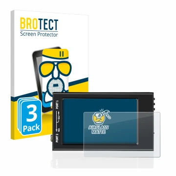 Vorderseite einer Produktverpackung mit dem Markenlogo BROTECT. Daneben ist das Gerät SDRGEEK NanoVNA-F V2 mit dem zugehörigen