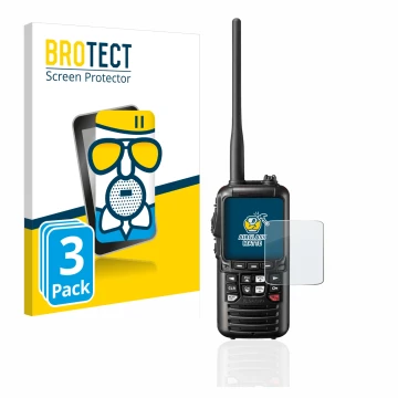 Vorderseite einer Produktverpackung mit dem Markenlogo BROTECT. Daneben ist das Gerät Standard Horizon HX890 mit dem zugehörig