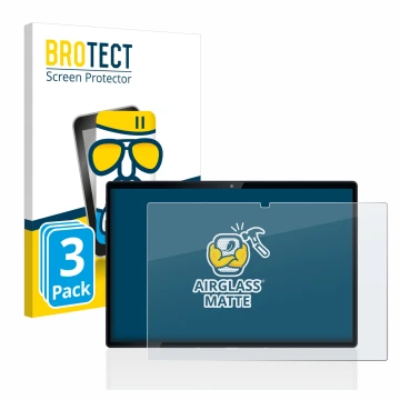 Vorderseite einer Produktverpackung mit dem Markenlogo BROTECT. Daneben ist das Gerät Mediacom SmartPad Azimut 3 Lite 4G mit d