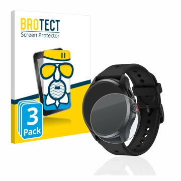 Vorderseite einer Produktverpackung mit dem Markenlogo BROTECT. Daneben ist das Gerät Mobvoi TicWatch Pro 5 mit dem zugehörige