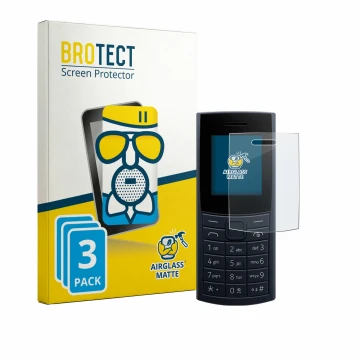 Vorderseite einer Produktverpackung mit dem Markenlogo BROTECT. Daneben ist das Gerät Nokia 110 4G (2023) mit dem zugehörigen 