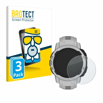 Vorderseite einer Produktverpackung mit dem Markenlogo BROTECT. Daneben ist das Gerät Garmin Instinct 2S Solar (40 mm) mit dem