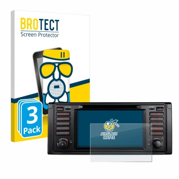 Vorderseite einer Produktverpackung mit dem Markenlogo BROTECT. Daneben ist das Gerät Xtrons IQ7039B mit dem zugehörigen Displ