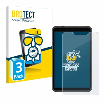 Vorderseite einer Produktverpackung mit dem Markenlogo BROTECT. Daneben ist das Gerät Ulefone Armor Pad 8 mit dem zugehörigen 