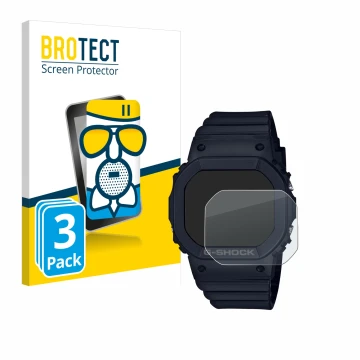 Vorderseite einer Produktverpackung mit dem Markenlogo BROTECT. Daneben ist das Gerät Casio G-Shock GMD-S5600 mit dem zugehöri