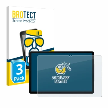 Vorderseite einer Produktverpackung mit dem Markenlogo BROTECT. Daneben ist das Gerät Samsung Galaxy Tab S9 5G mit dem zugehör