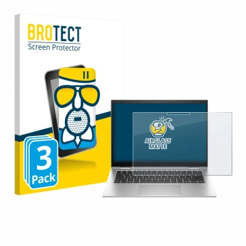 Vorderseite einer Produktverpackung mit dem Markenlogo BROTECT. Daneben ist das Gerät HP EliteBook x360 1040 G10 mit dem zugeh