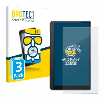 Vorderseite einer Produktverpackung mit dem Markenlogo BROTECT. Daneben ist das Gerät FiiO M11s mit dem zugehörigen Displaysch