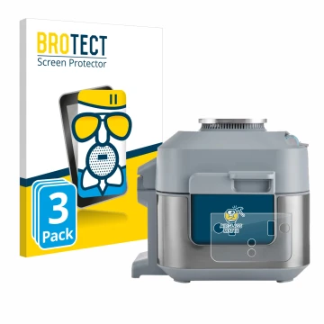 Vorderseite einer Produktverpackung mit dem Markenlogo BROTECT. Daneben ist das Gerät Ninja Speedi Rapid Cooking System mit de