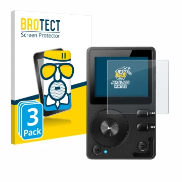 Vorderseite einer Produktverpackung mit dem Markenlogo BROTECT. Daneben ist das Gerät Hifi Walker H2 mit dem zugehörigen Displ