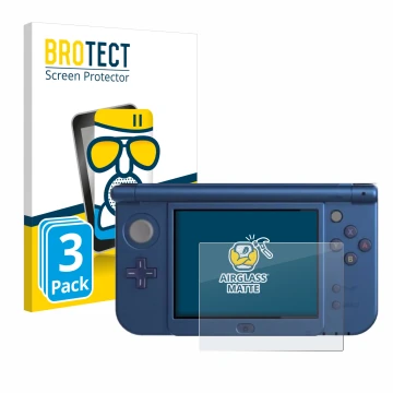Vorderseite einer Produktverpackung mit dem Markenlogo BROTECT. Daneben ist das Gerät Nintendo New 3DS XL (Unteres Display) mi