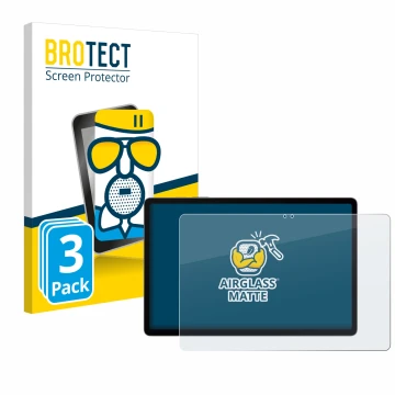 Vorderseite einer Produktverpackung mit dem Markenlogo BROTECT. Daneben ist das Gerät Samsung Galaxy Tab S9 FE+ mit dem zugehö