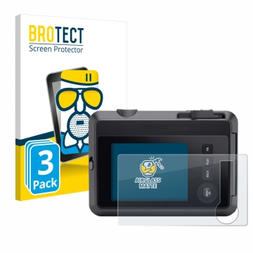 Vorderseite einer Produktverpackung mit dem Markenlogo BROTECT. Daneben ist das Gerät Leica SOFORT 2 mit dem zugehörigen Displ