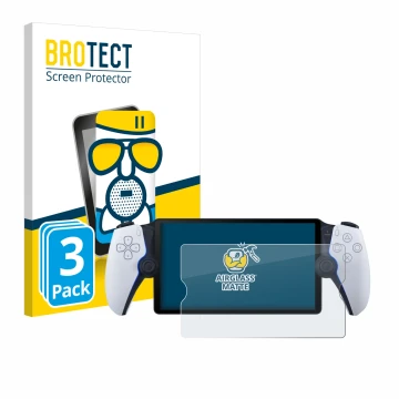 Vorderseite einer Produktverpackung mit dem Markenlogo BROTECT. Daneben ist das Gerät Sony Playstation Portal mit dem zugehöri