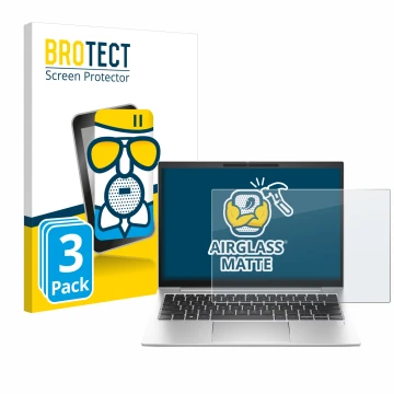 Vorderseite einer Produktverpackung mit dem Markenlogo BROTECT. Daneben ist das Gerät HP EliteBook 830 G10 Laptop-PC mit dem z