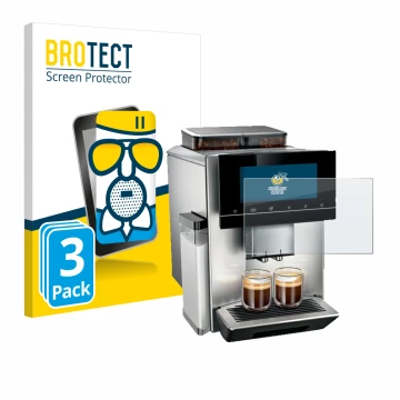 Vorderseite einer Produktverpackung mit dem Markenlogo BROTECT. Daneben ist das Gerät Siemens EQ900 TQ907D03 mit dem zugehörig