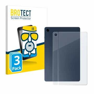 Vorderseite einer Produktverpackung mit dem Markenlogo BROTECT. Daneben ist das Gerät Samsung Galaxy Tab A9 Plus WiFi (Rücksei