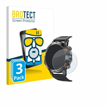 Vorderseite einer Produktverpackung mit dem Markenlogo BROTECT. Daneben ist das Gerät Lemfo Smartwatch 1.39