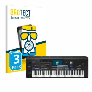 Vorderseite einer Produktverpackung mit dem Markenlogo BROTECT. Daneben ist das Gerät Yamaha Genos2 mit dem zugehörigen Displa