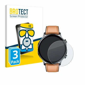 Vorderseite einer Produktverpackung mit dem Markenlogo BROTECT. Daneben ist das Gerät NONGAMX Smartwatch 1.39