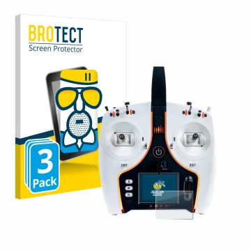 Vorderseite einer Produktverpackung mit dem Markenlogo BROTECT. Daneben ist das Gerät Spektrum NX7e mit dem zugehörigen Displa