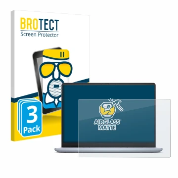 Vorderseite einer Produktverpackung mit dem Markenlogo BROTECT. Daneben ist das Gerät Dell Inspiron 14 Plus 7440 Laptop mit de