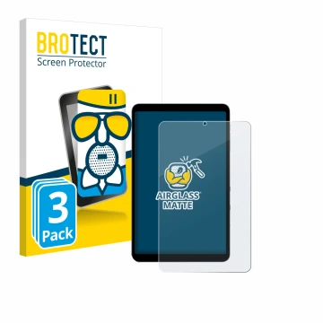 Vorderseite einer Produktverpackung mit dem Markenlogo BROTECT. Daneben ist das Gerät Alldocube iPlay 50 mini Pro mit dem zuge
