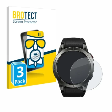 Vorderseite einer Produktverpackung mit dem Markenlogo BROTECT. Daneben ist das Gerät Zeblaze Stratos 3 mit dem zugehörigen Di