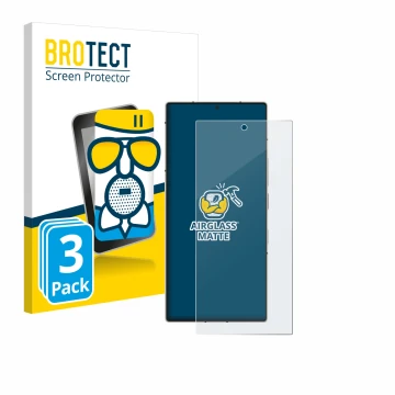 Vorderseite einer Produktverpackung mit dem Markenlogo BROTECT. Daneben ist das Gerät Nubia Z60 Ultra mit dem zugehörigen Disp