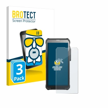 Vorderseite einer Produktverpackung mit dem Markenlogo BROTECT. Daneben ist das Gerät RugGear RG880 mit dem zugehörigen Displa