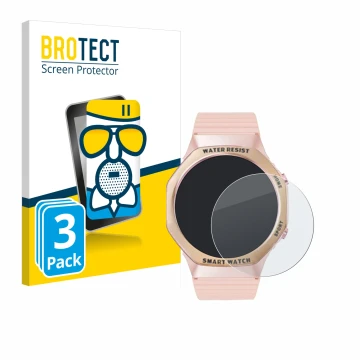 Vorderseite einer Produktverpackung mit dem Markenlogo BROTECT. Daneben ist das Gerät Mutoy Smartwatch 1.32