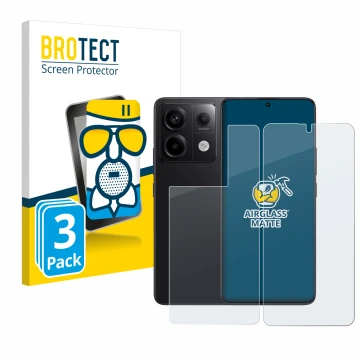 Vorderseite einer Produktverpackung mit dem Markenlogo BROTECT. Daneben ist das Gerät Xiaomi Redmi Note 13 Pro 5G (Display+Rüc