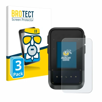 Vorderseite einer Produktverpackung mit dem Markenlogo BROTECT. Daneben ist das Gerät Garmin eTrex Solar mit dem zugehörigen D