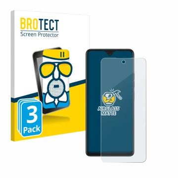 Vorderseite einer Produktverpackung mit dem Markenlogo BROTECT. Daneben ist das Gerät Tecno Spark 10 Pro mit dem zugehörigen D