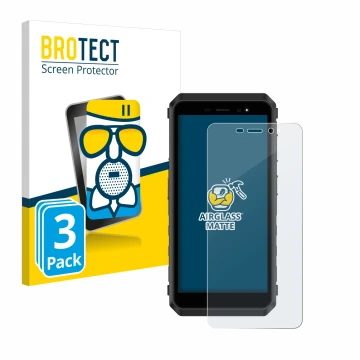 Vorderseite einer Produktverpackung mit dem Markenlogo BROTECT. Daneben ist das Gerät Ulefone Power Armor X11 Pro mit dem zuge