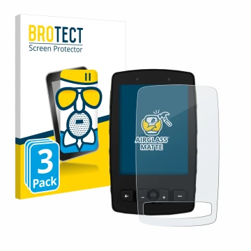 Vorderseite einer Produktverpackung mit dem Markenlogo BROTECT. Daneben ist das Gerät TwoNav Aventura 2 Plus mit dem zugehörig