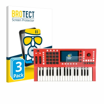 Vorderseite einer Produktverpackung mit dem Markenlogo BROTECT. Daneben ist das Gerät Akai Professional MPC Key 37 mit dem zug