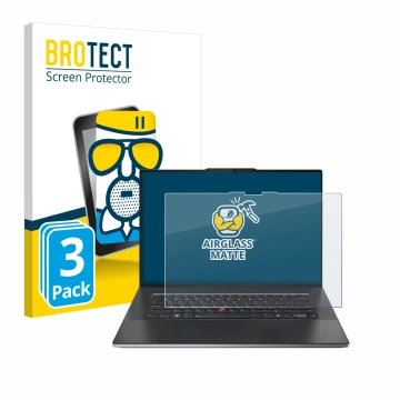 Vorderseite einer Produktverpackung mit dem Markenlogo BROTECT. Daneben ist das Gerät Lenovo ThinkPad Z13 Gen 2 mit dem zugehö