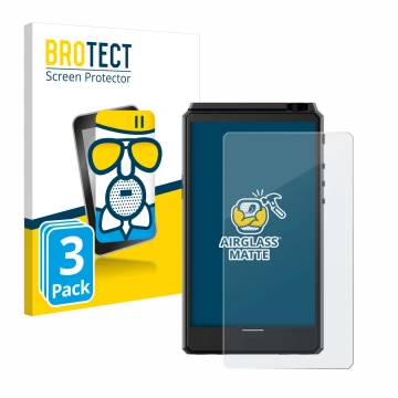Vorderseite einer Produktverpackung mit dem Markenlogo BROTECT. Daneben ist das Gerät Hiby R6 III mit dem zugehörigen Displays