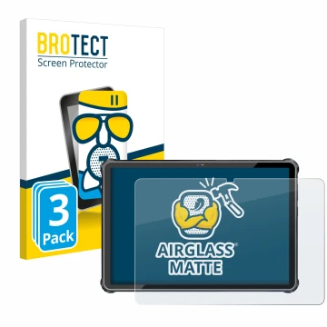 Vorderseite einer Produktverpackung mit dem Markenlogo BROTECT. Daneben ist das Gerät Oukitel RT6 mit dem zugehörigen Displays