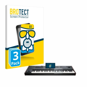 Vorderseite einer Produktverpackung mit dem Markenlogo BROTECT. Daneben ist das Gerät KORG Pa5X mit dem zugehörigen Displaysch