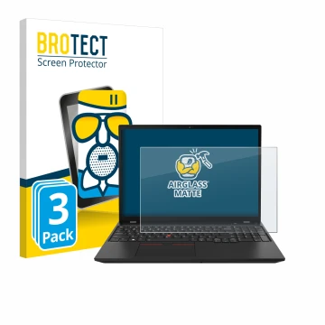 Vorderseite einer Produktverpackung mit dem Markenlogo BROTECT. Daneben ist das Gerät Lenovo ThinkPad P16s Gen 2 mit dem zugeh