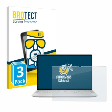 Vorderseite einer Produktverpackung mit dem Markenlogo BROTECT. Daneben ist das Gerät Dell XPS 14 9440 Touch mit dem zugehörig