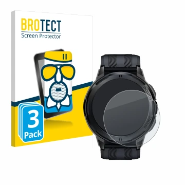 Vorderseite einer Produktverpackung mit dem Markenlogo BROTECT. Daneben ist das Gerät Oukitel BT10 1.43
